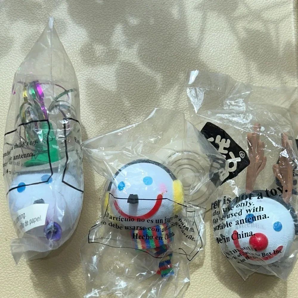 RARE Car ๐ Antenna covers byโJack in the Box 2005 Snowman โ๏ธ Reindeer ๐ฆ NYE ๐